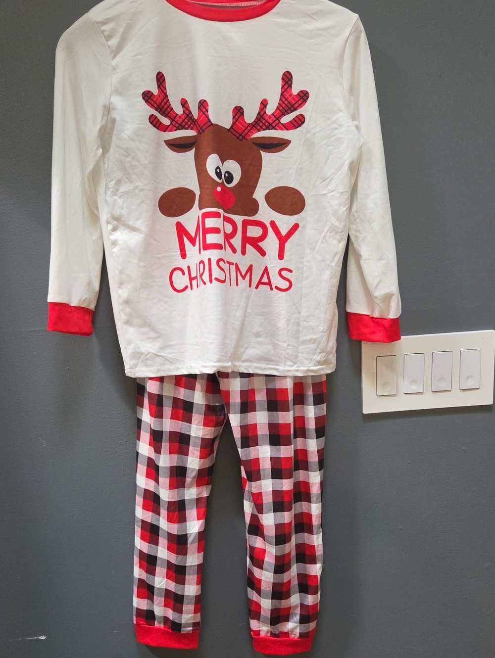 Kids Unisex Christmas Reindeer Pajama Set- CupShe- Size 8y